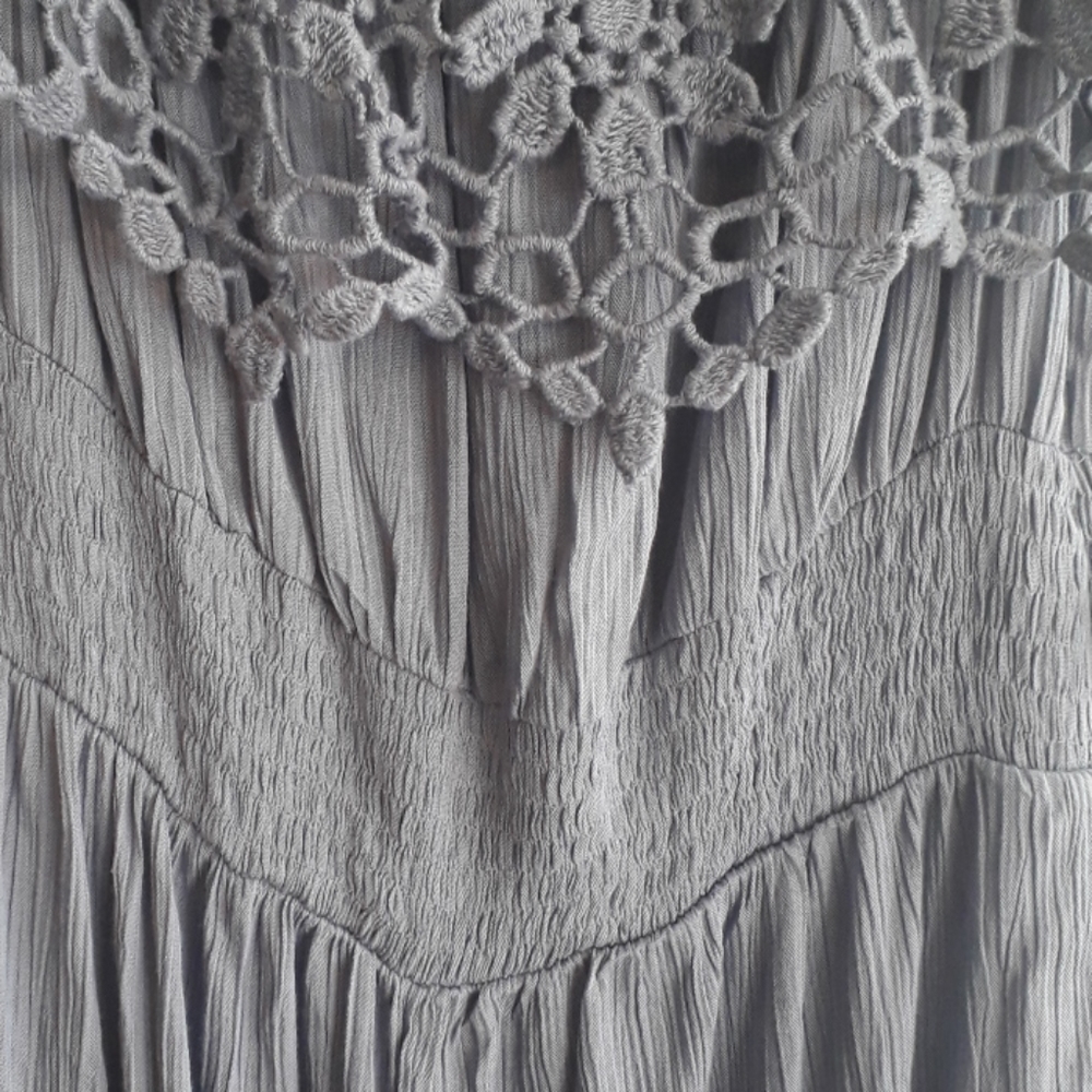 Blush Brand Boho Blue Lace Collar Gauze Pantsuit - Picture 5 of 9
